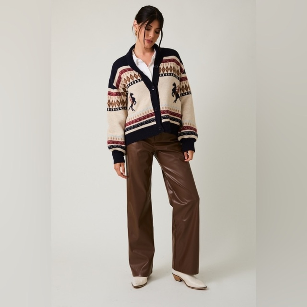Western Horse & Cowgirl Fair Isle Cardigan Sweater - Sunday Edition - Picture 9 of 9